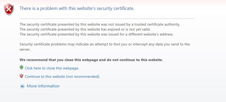 SSL Certificate Error IE